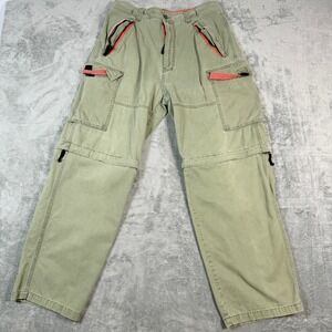 Plugg Mens Med Convertible Cargo Pants Sage Green Zip Off Wide Leg Y2K Skater